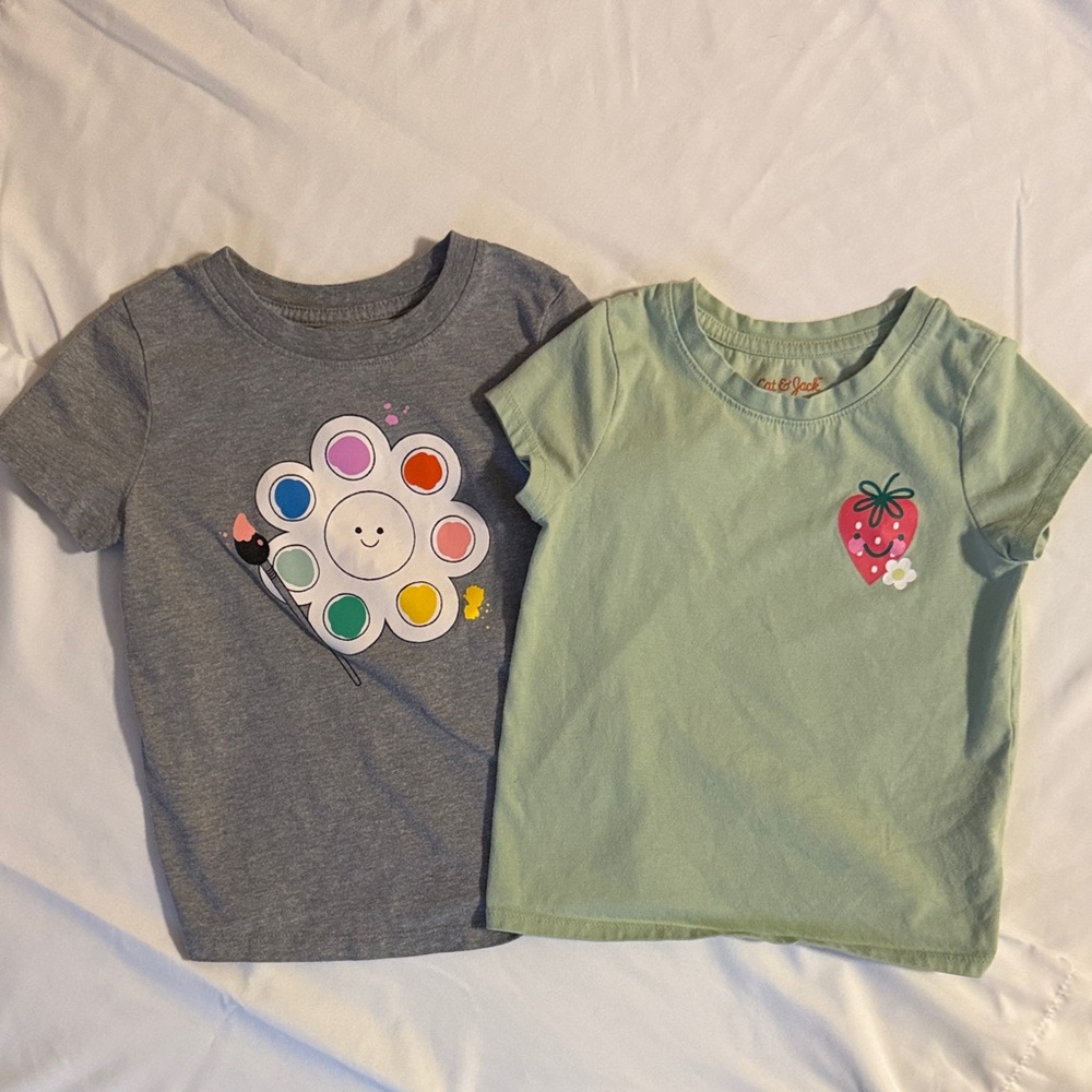 Kids Cat & Jack Graphic T-Shirts - Gray and Green 4T
